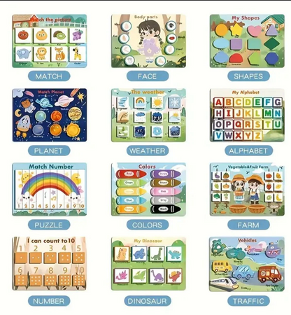 Montessori Busy Book for Kids, Educational Toy, 12 Pages