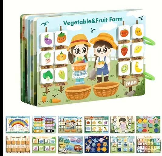 Montessori Busy Book for Kids, Educational Toy, 12 Pages